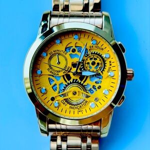 18 Karot Mens 42mm Sterling Fully Gold plated Watch.
